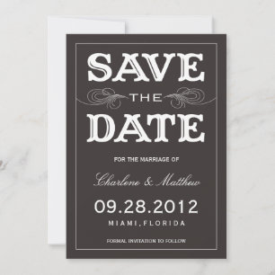 ZWART VINTAGE SAVE THE DATE AANKONDIGING