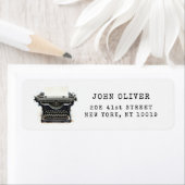 Zwart vintage schrijfmachine retouradres Label (Insitu)