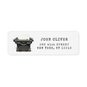 Zwart vintage schrijfmachine retouradres Label