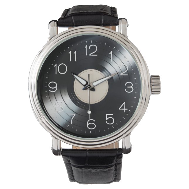Zwart vinyl album horloge (Voorkant)