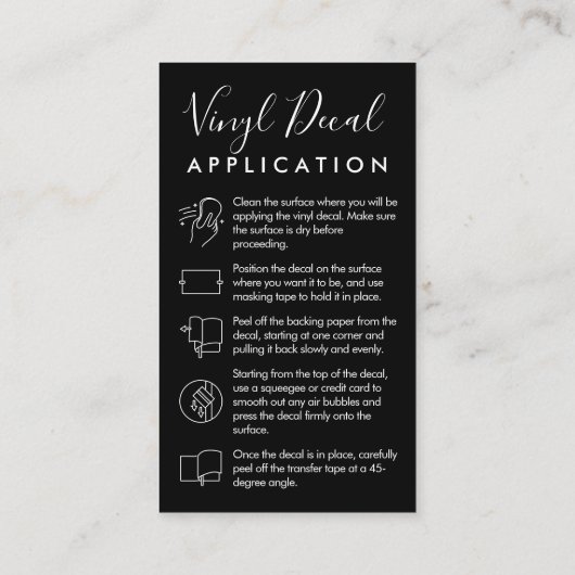 Zwart Vinyl Care Guide Gepersonaliseerde Hand-getr Visitekaartje (Achterkant)