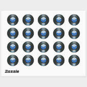 Zwart Vinyl Music Record Label Stickers Blauw (Vel)