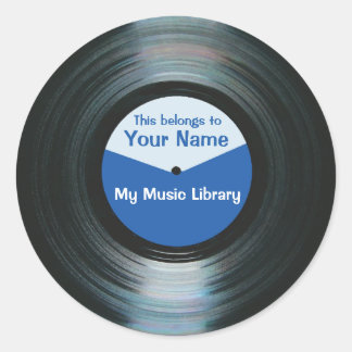 Zwart Vinyl Music Record Label Stickers Blauw