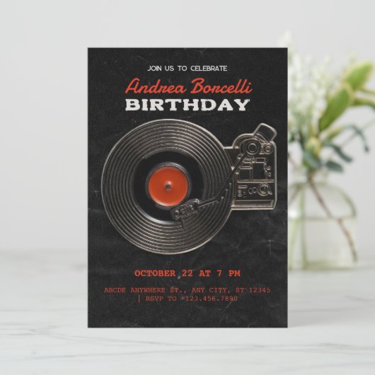 Zwart Vinyl Record  Kaart (Staand voorkant)