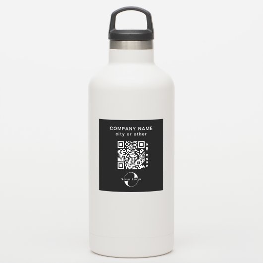 Zwart Vinyl vierkant Zakelijk QR-code Waterfles Sticker (Waterfles)
