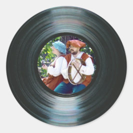 Zwart vinylmuziekrecordlabel ticker & foto ronde sticker