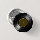 Zwart vinylplaat ronde button 3,2 cm (Voorkant /achterkant)