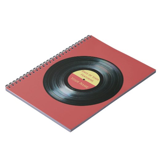 Zwart vinylrecordeffect - Dagen van vinyllaptop Notitieboek (Linkerzijde)