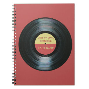 Zwart vinylrecordeffect - Dagen van vinyllaptop Notitieboek