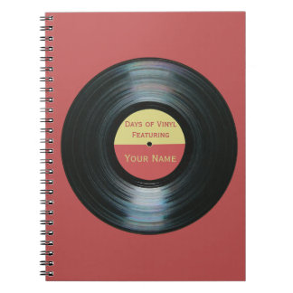 Zwart vinylrecordeffect - Dagen van vinyllaptop Notitieboek