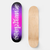 Zwart Violet en Hot-roze gradiëntnaam Persoonlijk Skateboard (Voorkant)