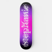 Zwart Violet en Hot-roze gradiëntnaam Persoonlijk Skateboard (Voorkant)