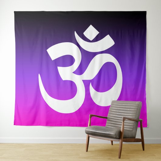 Zwart violet en warm roze ombre om symbool wandkleed (In Situ (horizontaal))