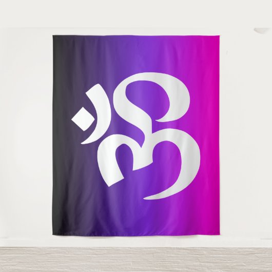 Zwart violet en warm roze ombre om symbool wandkleed (Voorkant)