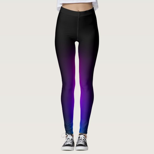 Zwart Violet gradiëntgloed Leggings (Voorkant)