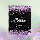 Zwart violet paarse glitter naam afspraak 2026 planner