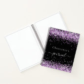 Zwart violet paarse naam script notitieboek (Binnen)
