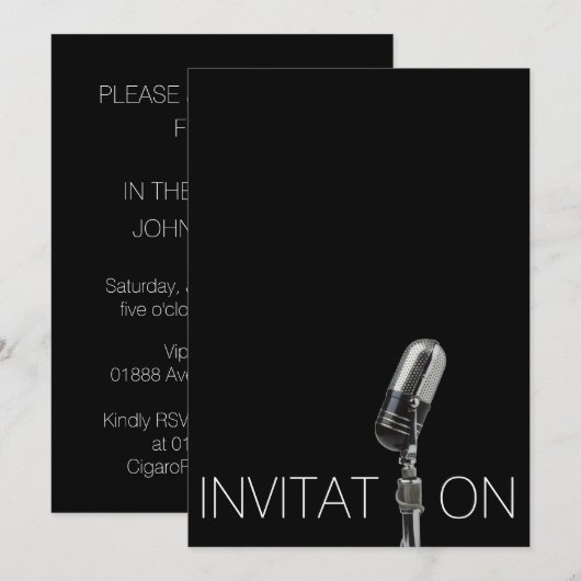 Zwart VIP Festival Douche Gepersonaliseerde uitnod Kaart (Voorkant / Achterkant)