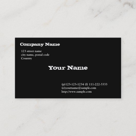 zwart visitekaartje (Voorkant)