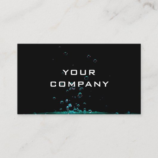 Zwart Visitekaartje Aqua Turquoise Waterdruppels (Voorkant)