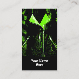 Zwart visitekaartje met lederen jasje