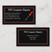 Zwart Visitekaartje voor computerreparaties (Voorkant / Achterkant)