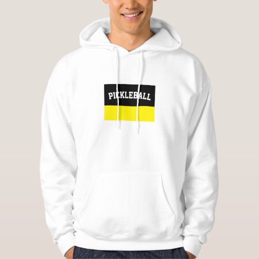 Zwart vivid geel kleurenblok Pickleball Tekst Hoodie