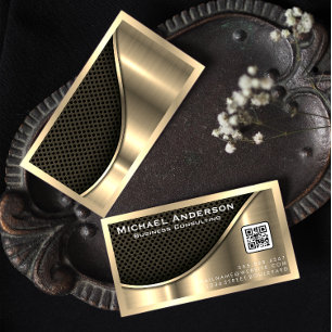 Zwart vlees en metaalgoud QR-code Visitekaartje