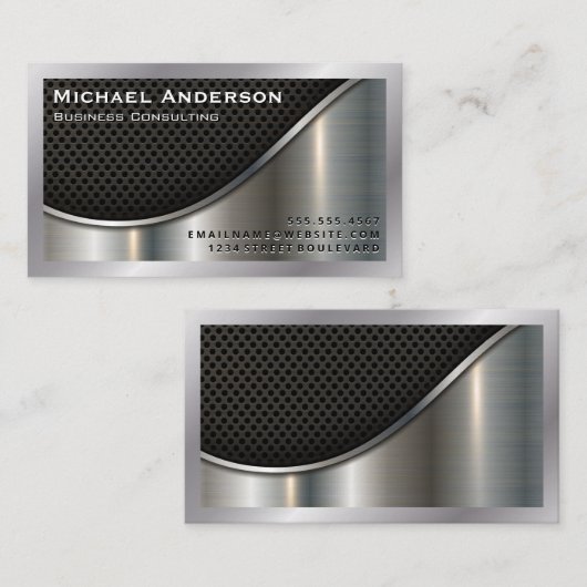 Zwart vlees en metallisch aluminium visitekaartje (Voorkant / Achterkant)