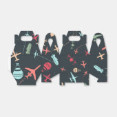 Zwart vliegtuig en luchtvaartpatroon bedankdoosjes (Uitgevouwen)