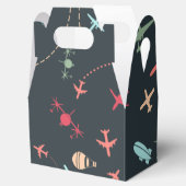 Zwart vliegtuig en luchtvaartpatroon bedankdoosjes (Geopend)