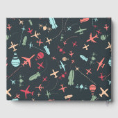 Zwart vliegtuig en luchtvaartpatroon gastenboek (Achterkant)