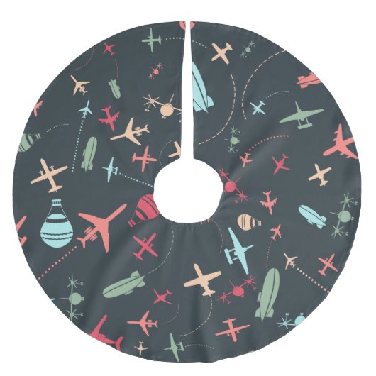 Zwart vliegtuig en luchtvaartpatroon kerstboom rok (Voorkant)