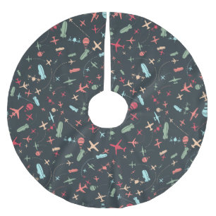 Zwart vliegtuig en luchtvaartpatroon kerstboom rok