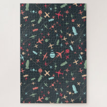 Zwart vliegtuig en luchtvaartpatroon