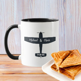 Zwart Vliegtuig Gepersonaliseerde Trouwgunst Gift Mok