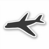 Zwart vliegtuig silhouet, sticker uitzicht (Voorkant)