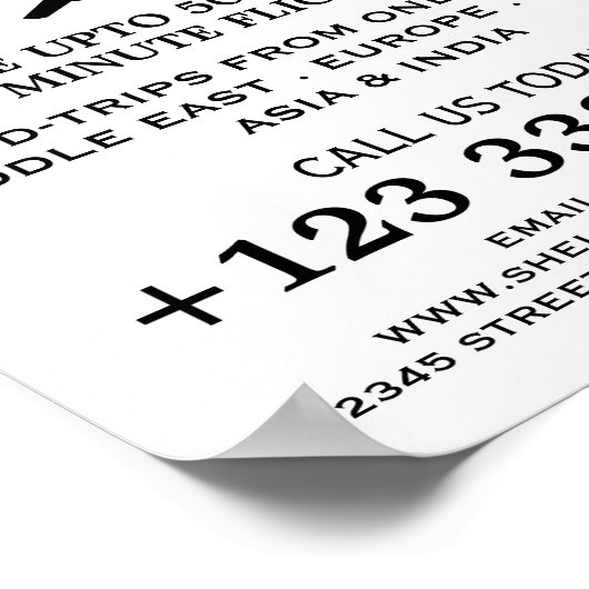 Zwart vliegtuigpictogram, Adverteren vliegtuig Poster (Hoek)