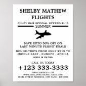 Zwart vliegtuigpictogram, Adverteren vliegtuig Poster (Voorkant)