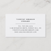 Zwart vliegtuigpictogram, steward en piloot visitekaartje (Achterkant)