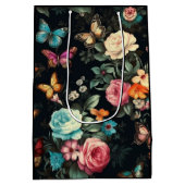 Zwart Vlinder  Decoupage Tissue Papier Medium Cadeauzakje (Achterkant)