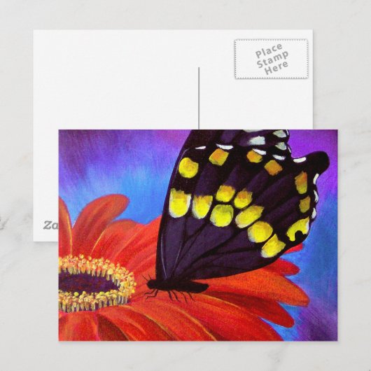 Zwart vlinderdasschilderij - Multi Briefkaart (Voorkant / Achterkant)