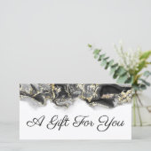 zwart vloeibaar marmer ontwerp cadeaubon (Staand voorkant)