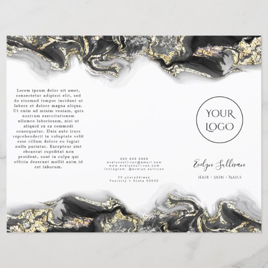 zwart vloeibare marmeren ontwerp brochure (Voorkant)