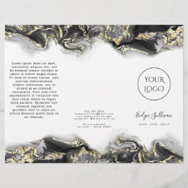 zwart vloeibare marmeren ontwerp brochure