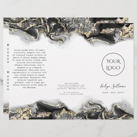 zwart vloeibare marmeren ontwerp brochure (Voorkant / Achterkant)