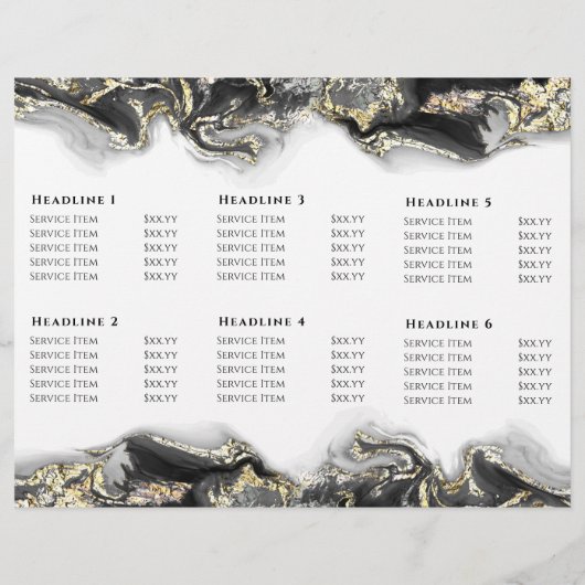 zwart vloeibare marmeren ontwerp brochure (Achterkant)
