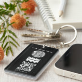 Zwart Voeg Aangepast zakelijk Logo Foto Qr Code To Sleutelhanger (Voorkant Rechts)