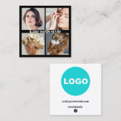 Zwart Voeg Aangepaste Logo Social Media Networking Vierkante Visitekaartje (Voorkant / Achterkant)