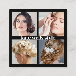 Zwart Voeg Aangepaste Logo Social Media Networking Vierkante Visitekaartje